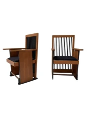 Two Art Deco Modernist High Back Armchairs by Architect Caspers, 1920s